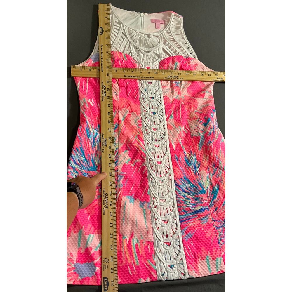 Lilly Pultizer Size Small Tana Shift Pink Floral White Soutache Lined Zip - Picture 6 of 11